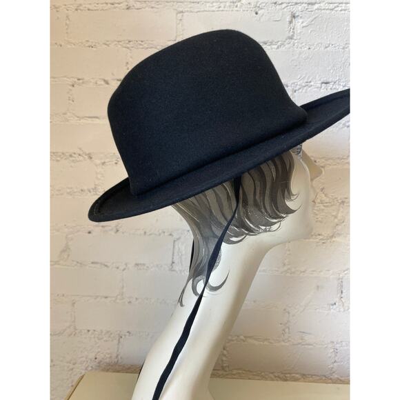 vintage 1960s Adolfo black wool wide brim hat with daisies 60s designer mod main image 10